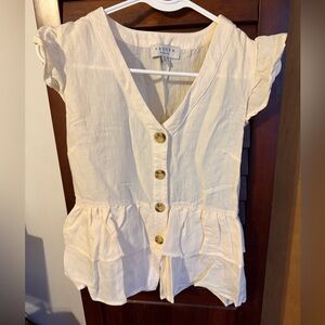 Hayden Cream Ruffle Sleeve Blouse